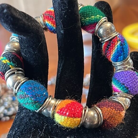 Bundle Sale 3 for $15 | Thread Weave Beaded Stretch Bracelet | Statement - Picture 1 of 7
